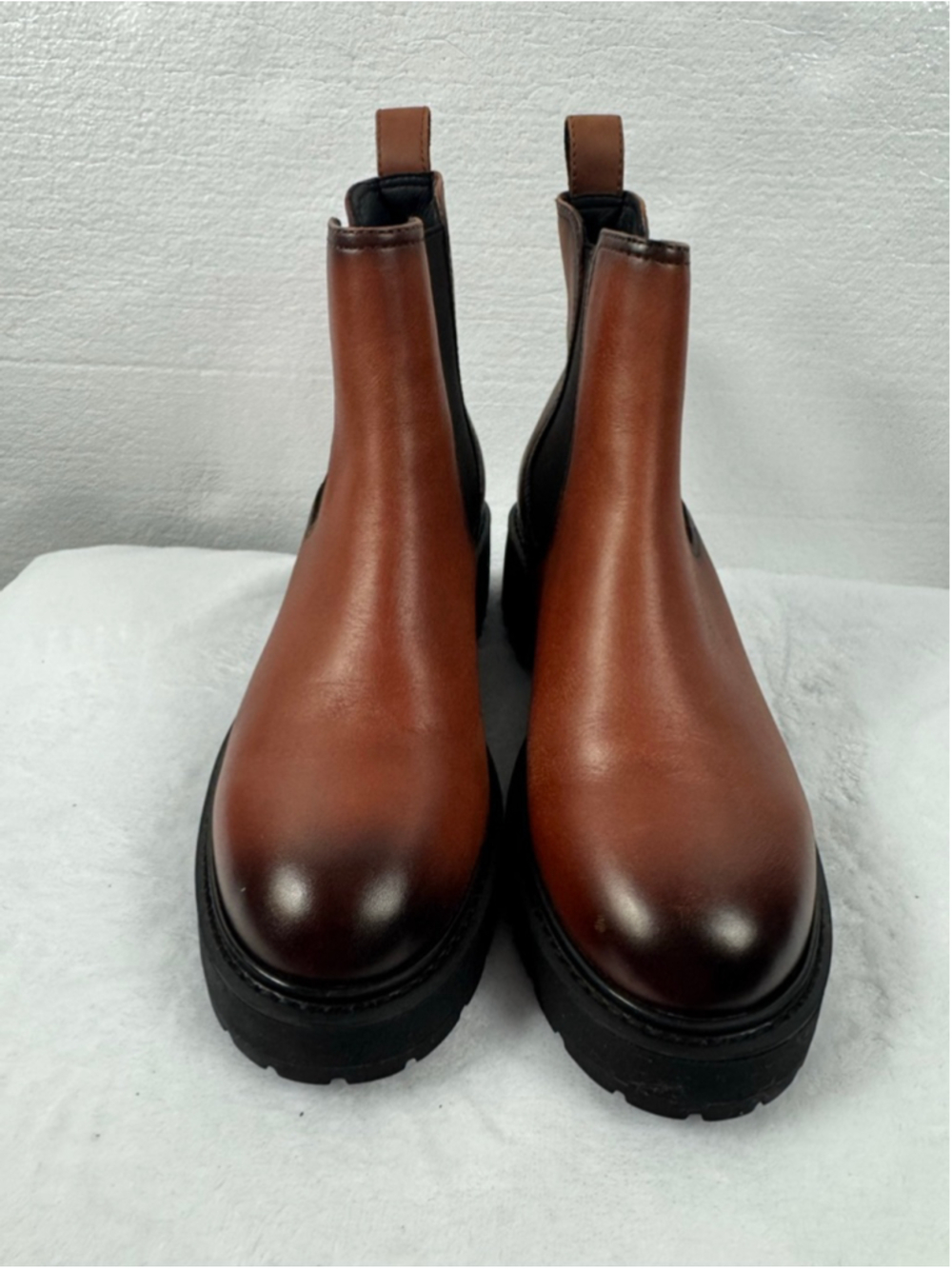 Steve Madden Brown Black Leather Trap Chelsea Ankle Boots Size 9 - Picture 2 of 9